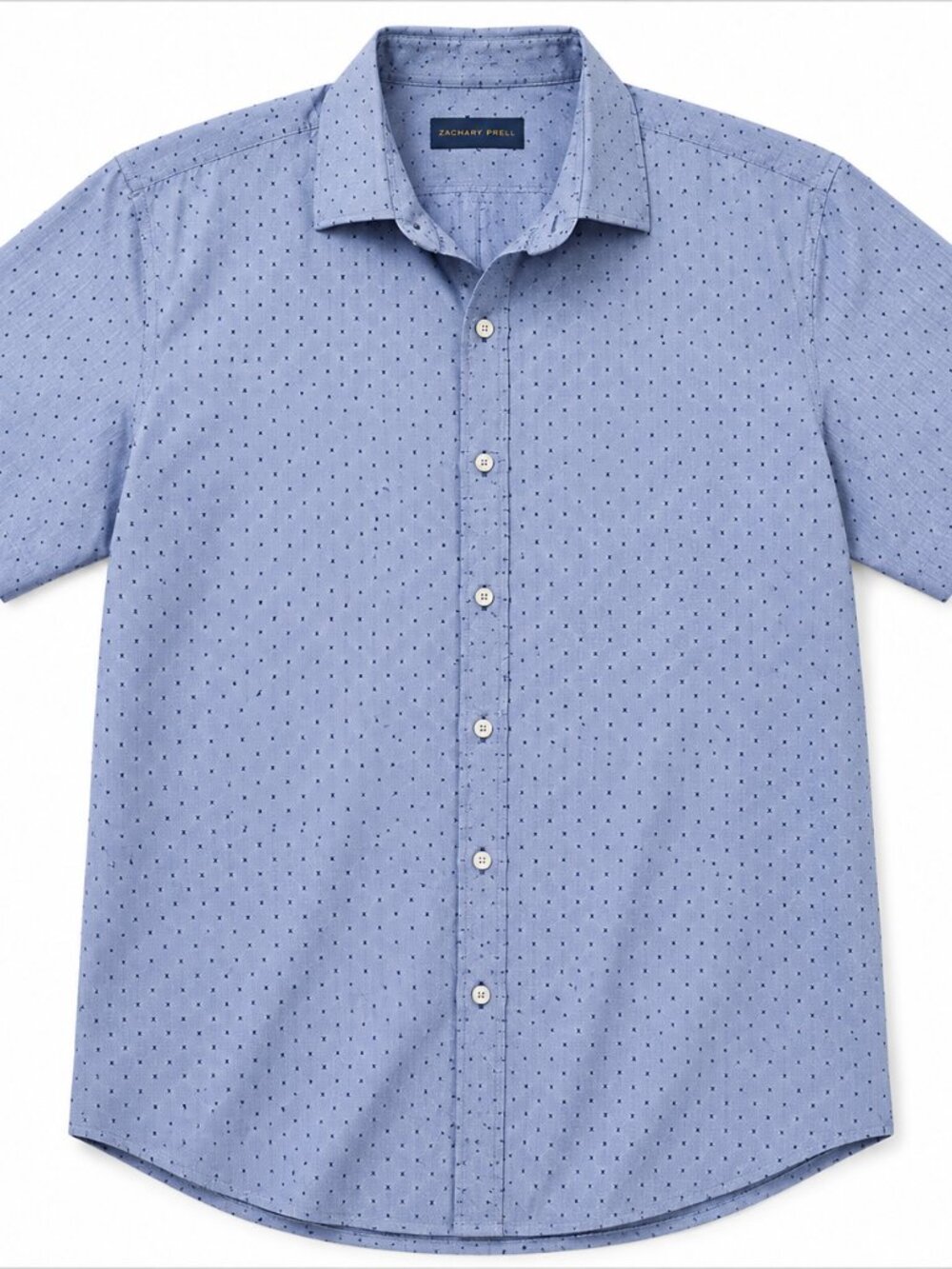 Zachary Prell Men's XL Short Sleeve Button Down Blue Micro Print Cotton